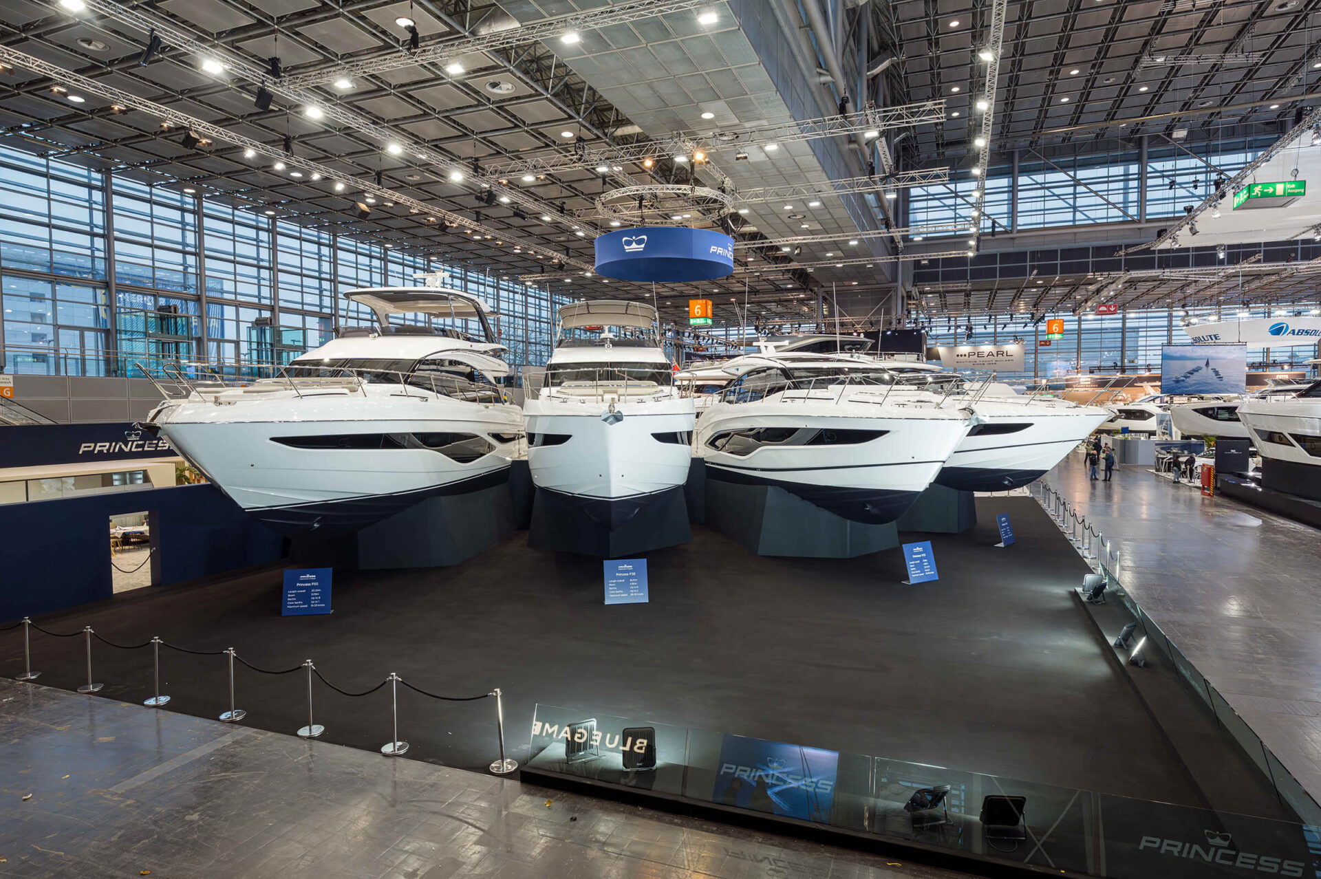 Princess Yachts stand at boot Düsseldorf, wide view